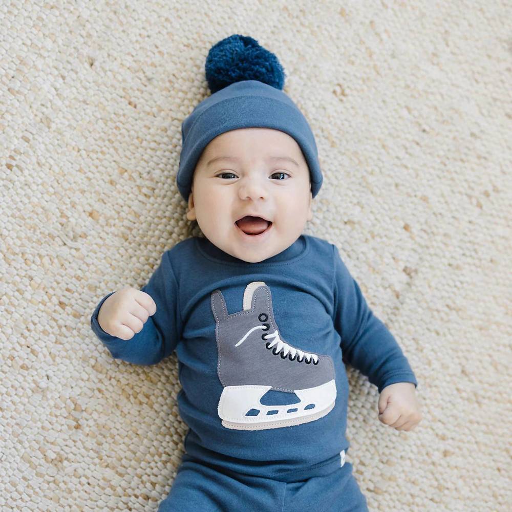 NEW OH BABY! baby's hockey skate long sleeve 2pc set in denim - Picture 3 of 3